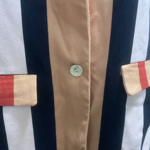 KOANDAILY Tan Black Jacket Wool Striped Collar Buttoned Front - Picture 6 of 10